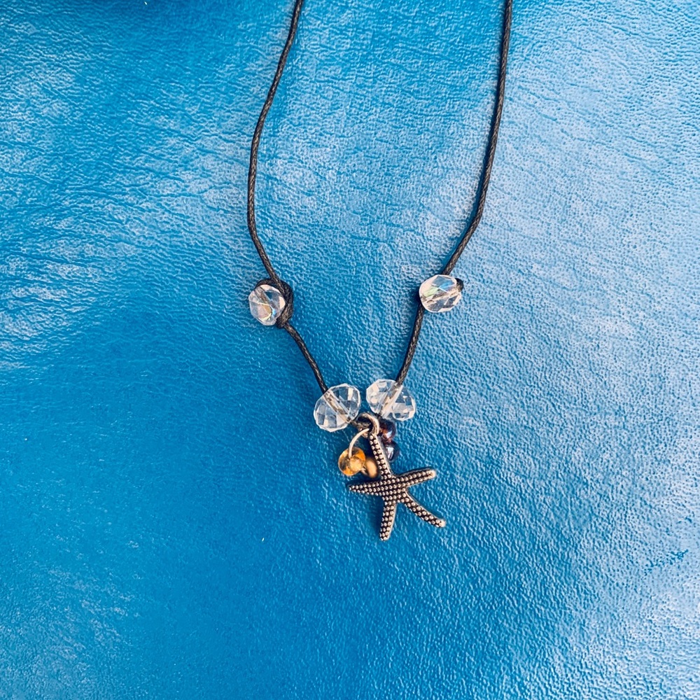 Necklace starfish and glass beads